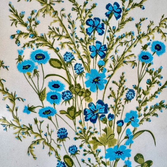 Vintage Hand Painted Blue Floral Mid Century Italian Tile - Picture 2 of 6